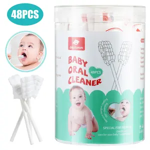 dearlomum Tongue Cleaner Newborn Toothbrush 48PCS Disposable Infant Toothbrush Clean Mouth Gauze Gum Cleaner Oral Cleaning Stick Dental Care Toothpaste Alternative for Baby Oral Health