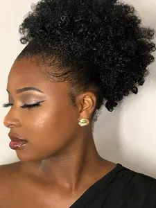 8 Inch Afro Curly Hair Buns Updo Chignon, Short Curly Wavy Hair Bun, Drawstring Ponytail Extension, Synthetic Hair Bun for Women