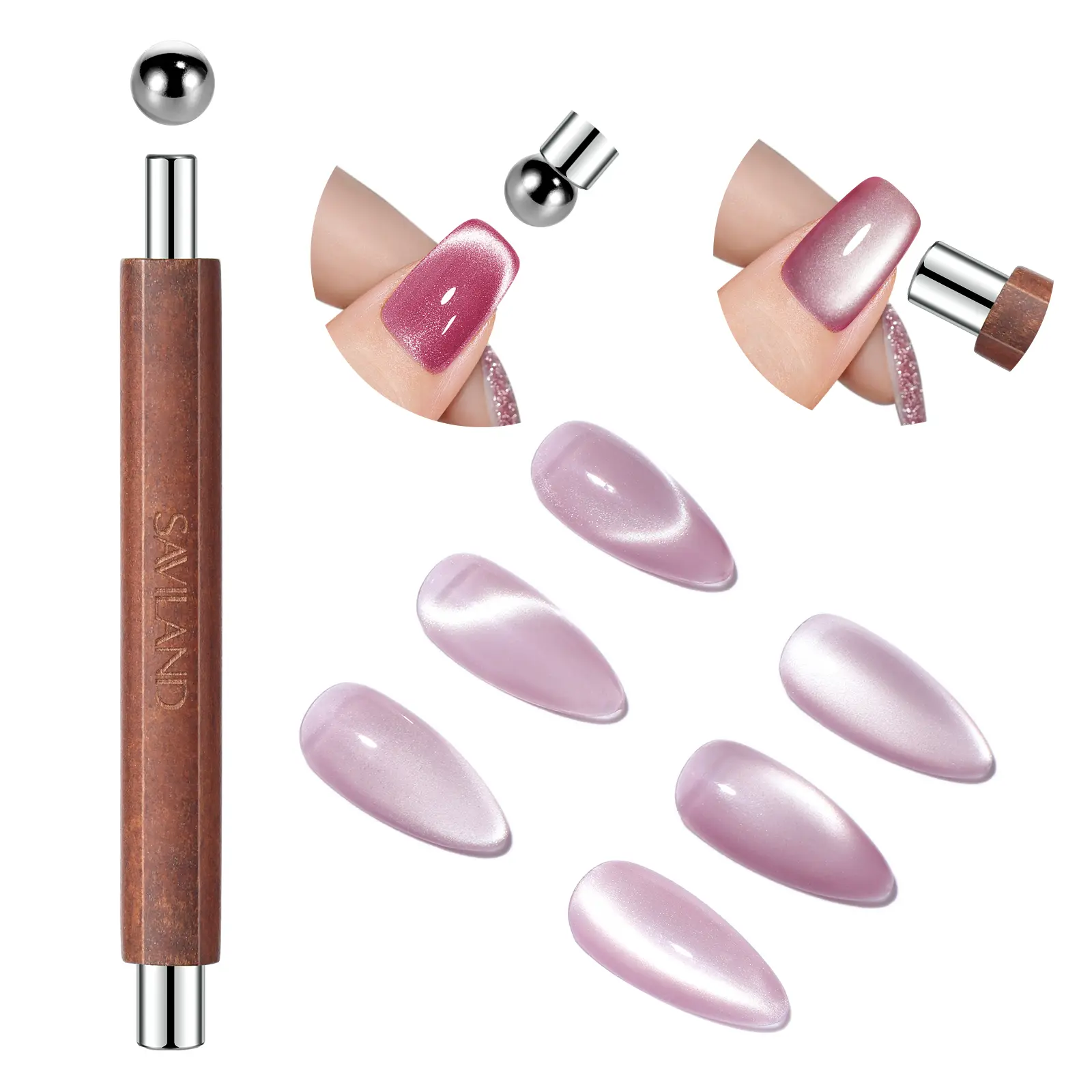 Wooden Handle Double-Head Cat Eye Magnet