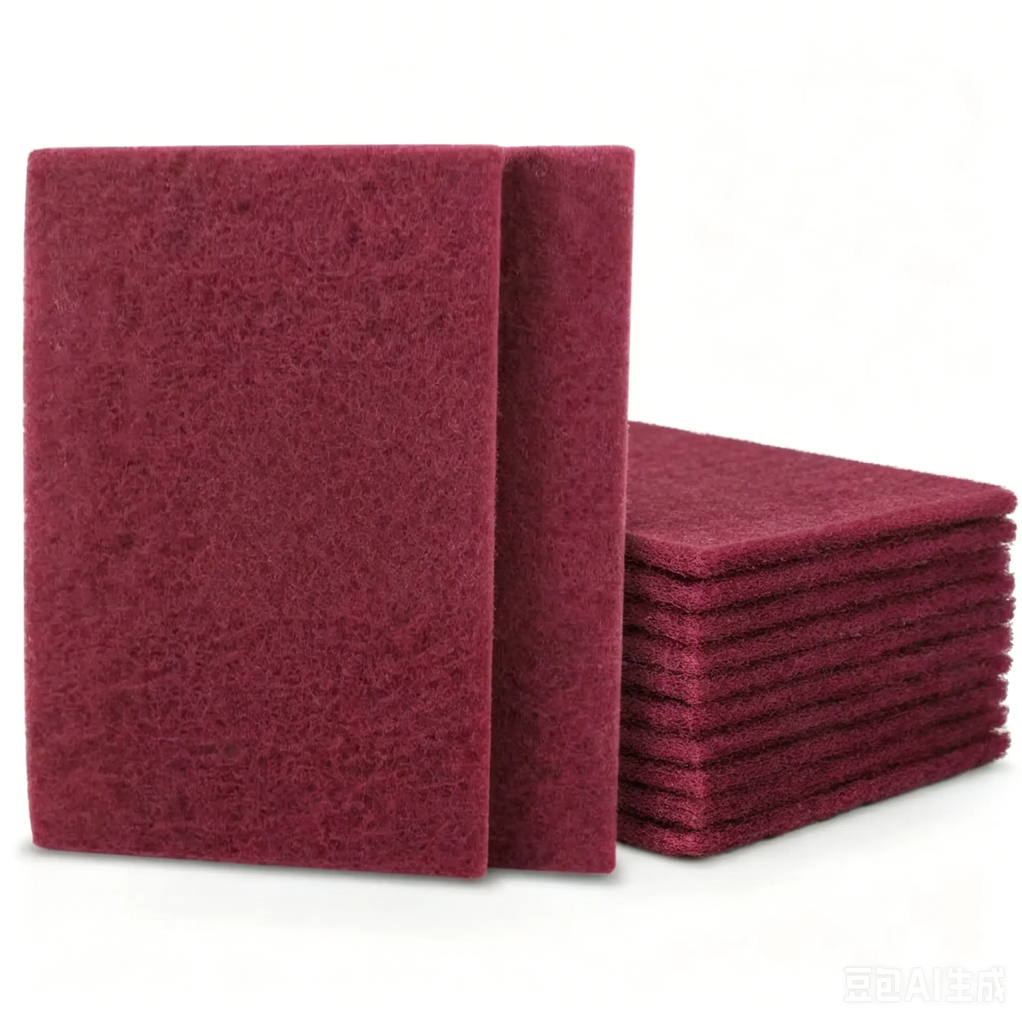 3.4" x 4.9" Maroon Scuff Pads for Kitchen Cleaning, 10 Pack – Multi-Purpose Scouring Pads for Scuffing, Sanding, Paint Primer Adhesion, Auto Restoration & Handicrafts
