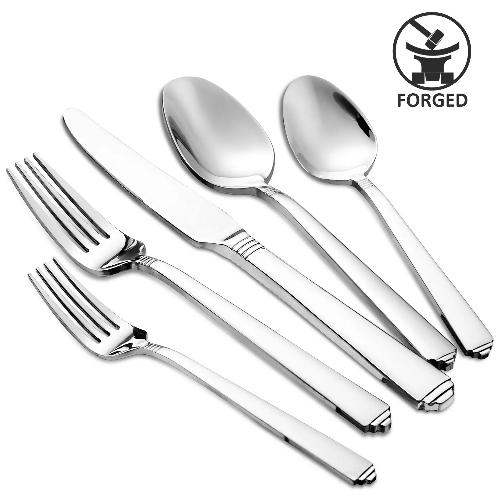 20-Piece Forged Stainless Steel Flatware Set - Corrosion-Resistant Silverware for 4 with Spoons, Forks, Knives, Dessert Spoons, Dishwasher-Safe Tableware Utensils for Home, Restaurant, Corrosion-Resistant Dinner Sets