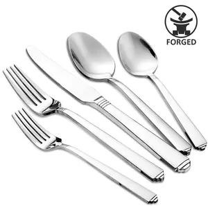20-Piece Stainless Steel Flatware Set, Silverware Set For 4, FORGED Cutlery Set Dishwasher Safe Spoon Fork Knife Dessert Spoon For Home, Restaurant, Wedding, Party Tableware Utensils kitchen dinner restaurant wedding