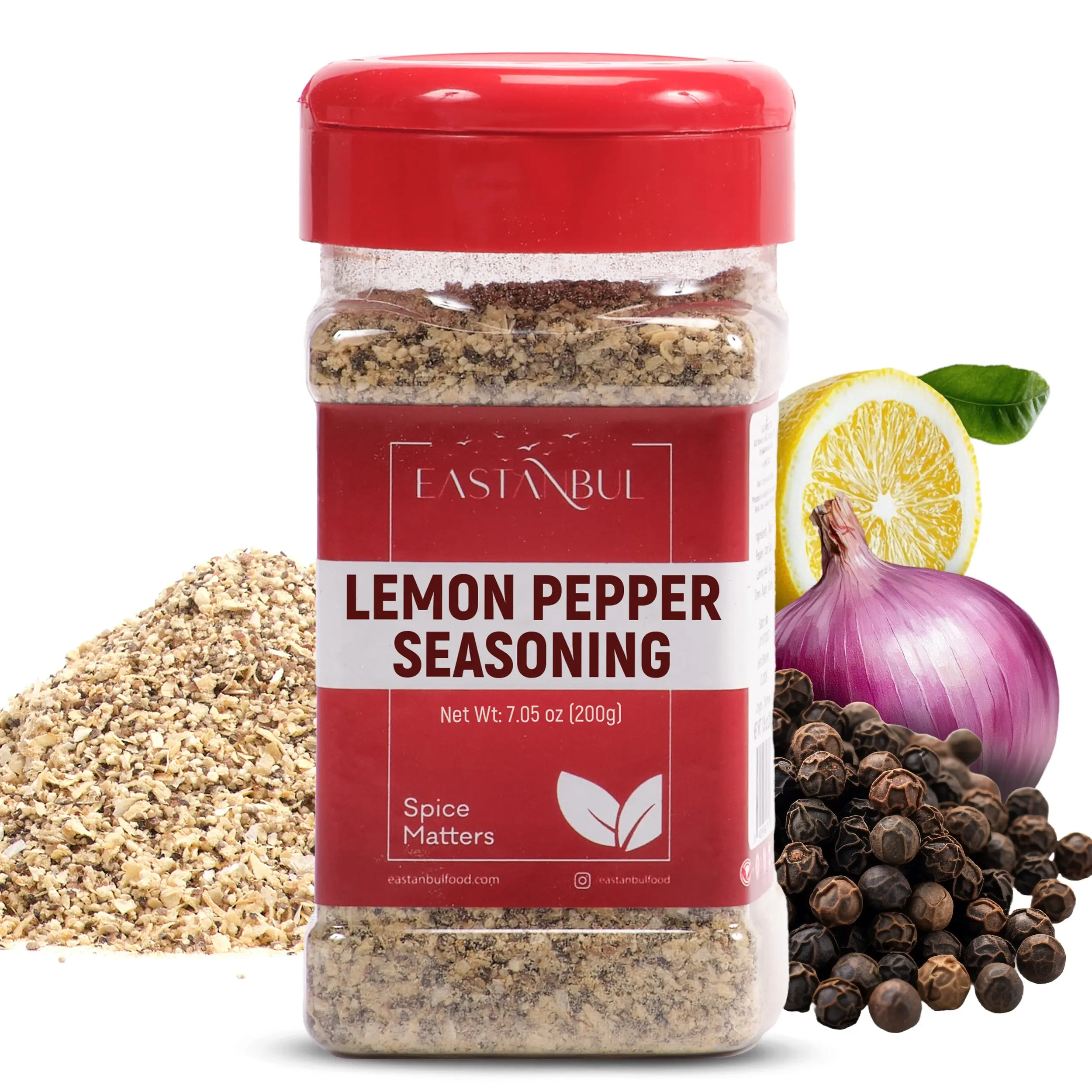 Eastanbul Lemon Pepper Seasoning, Lemon Pepper Powder with Peel, 7.05oz Meatballs Meals