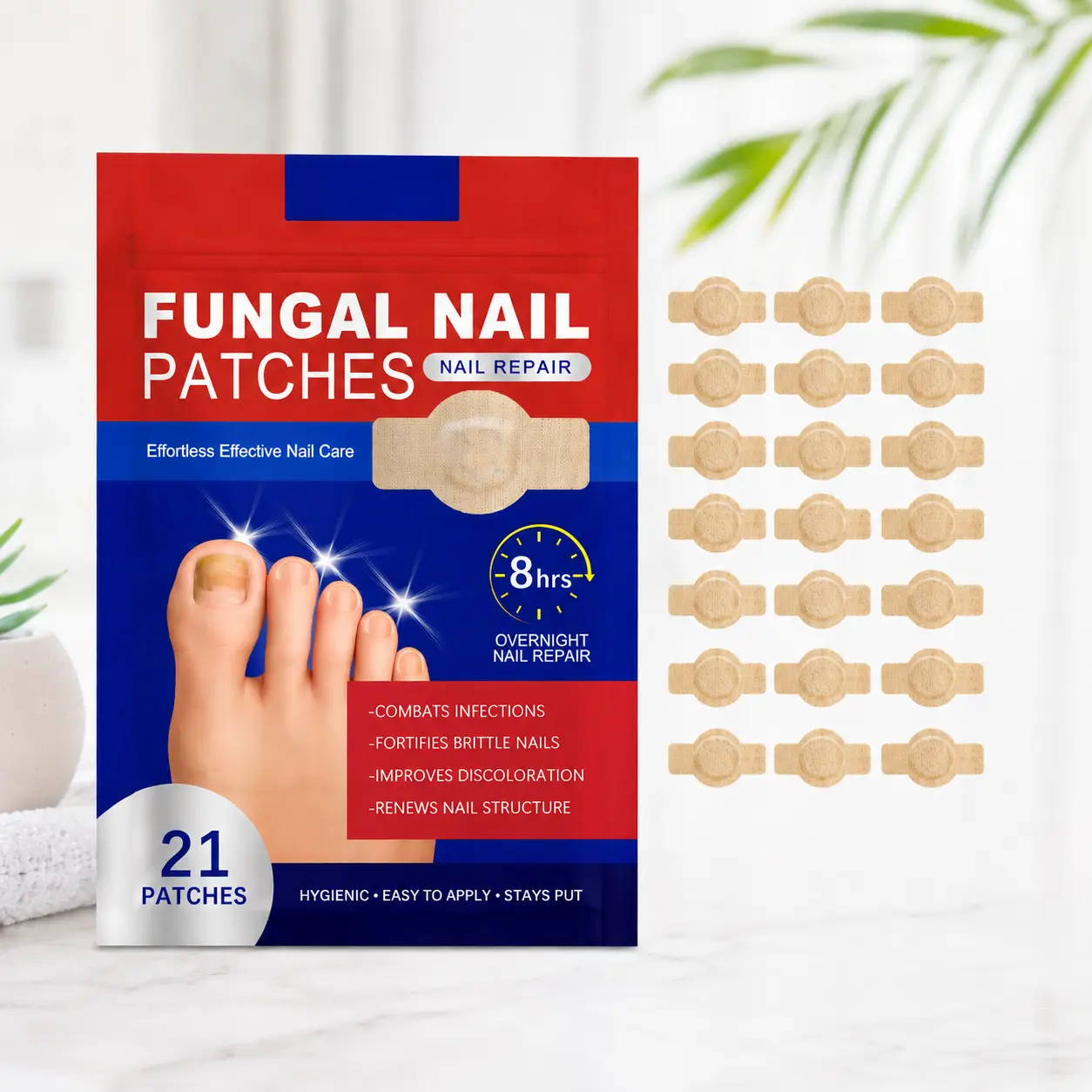 Toenail Repair Patches for Ingrown Nails, Moisturizing and Softening Treatment with Glycerin, 21 Pieces, Soft Nail Treatment, Nail Care Products