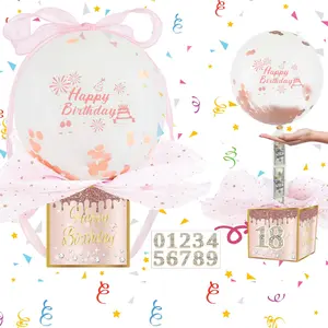 Birthday Balloon Cash Draw Box Surprise Party Gift Set, Perfect for Family Friends, Fun Birthday Present Idea, Unique Party Favors, Party Essential, Cash Dispenser Feature