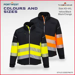 Portwest PW375 PW3 Hi-Vis Class 1 Softshell Jacket (3L) – Waterproof Windproof Reflective Workwear
