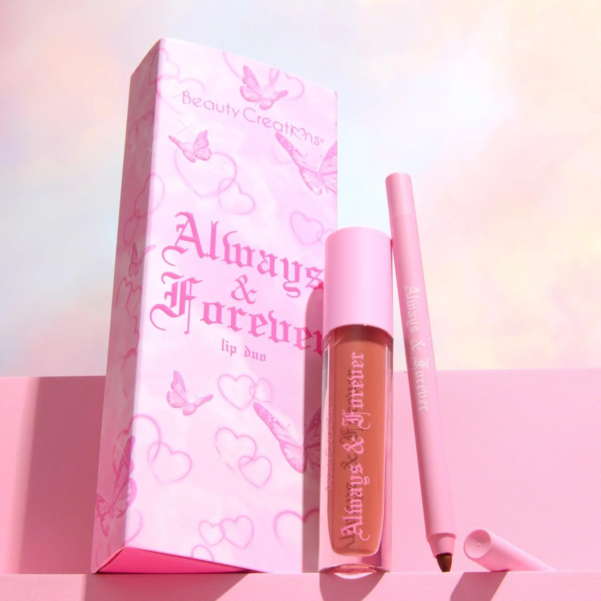 Beauty Creations Always & Forever Lip Combo Kit with Warm Brown Liner (Mesmerize) & Caramel Gloss (My Ride or Die), Lip Combo Kits, Glossy, Makeup, Glassy Makeup, Lip Care