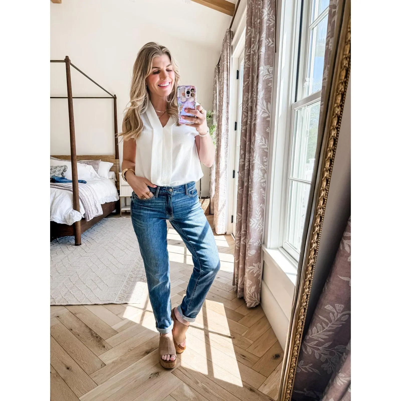 Judy Blue Mid Rise Dark Vintage Wash Non-Distressed Boyfriend