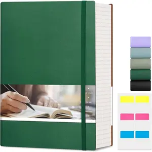 B5 College Ruled Notebook, Large 7.48" x 10.15", 400 Pages 100GSM Ink-Proof Faux Leather Softcover Lay-Flat Lined Journal for Work Office School  Study Writing, Dark Green