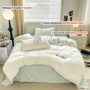 3pcs Pure Color Hotel Style Bedding Set, Includes 1 duvet cover and 2 Pillowcases, Zippered, Easy Wash, Soft Fabric, Suitable for All Seasons, Soft Bedding Sets