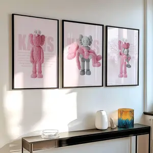 Hypebeast Poster,   Printable Wall Art, Gift for Girlfriend, Digital Download, 3 Piece Set, Decor,  Kawsss Poster Pink/Grey