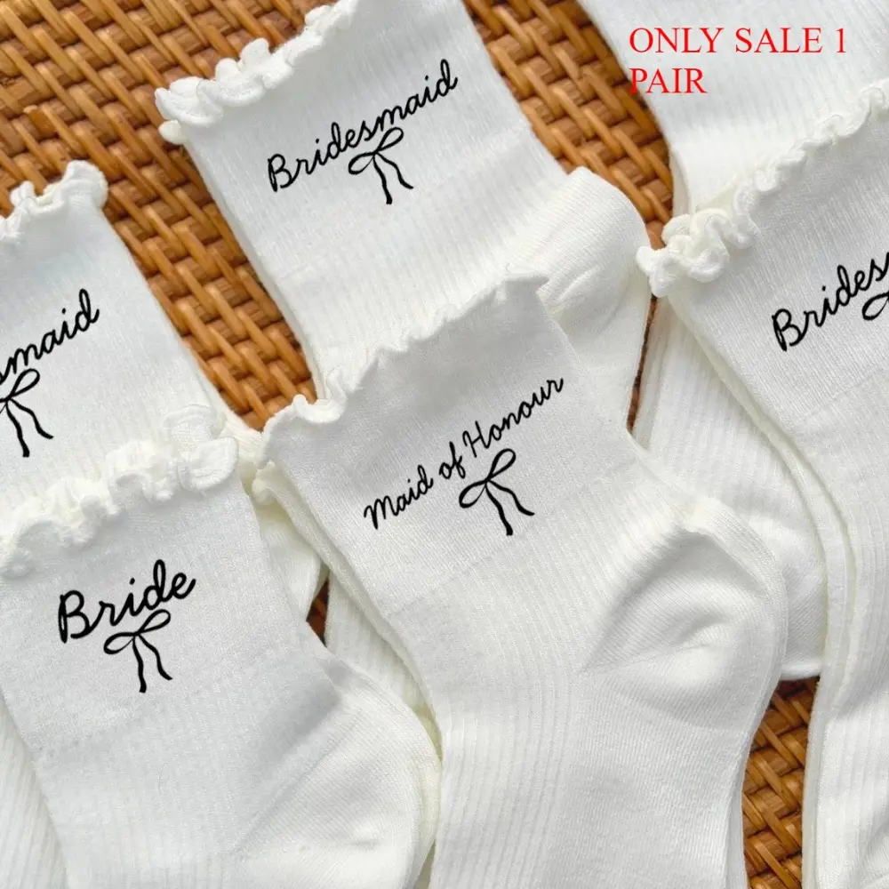 Bride Team Bride To Be White Socks for Wedding Day Women Maid of Honor Gifts From The Bride Bridesmaid Gift Bridal Shower Party