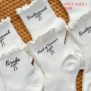Bride Team Bride To Be White Socks for Wedding Day Women Maid of Honor Gifts From The Bride Bridesmaid Gift Bridal Shower Party