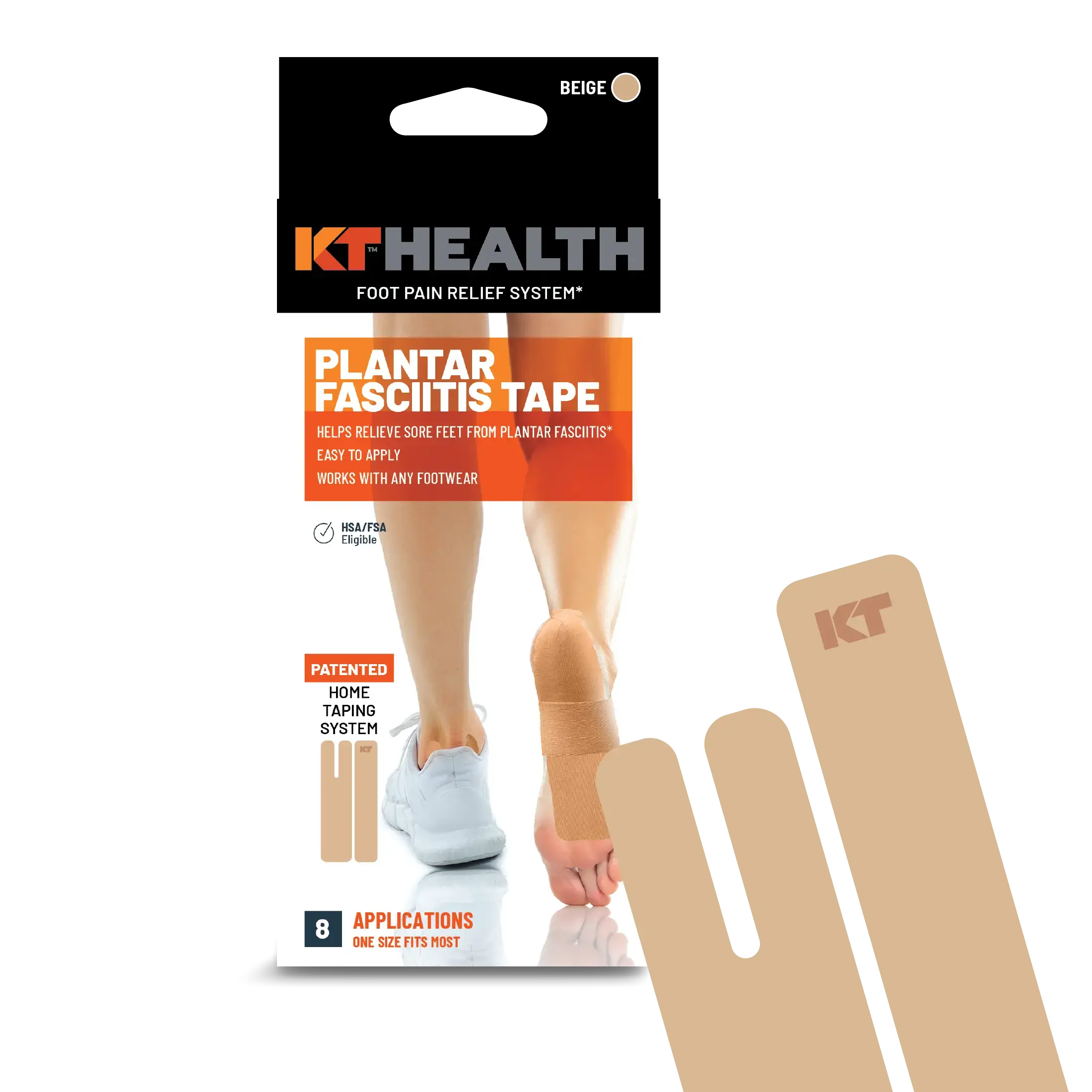 KT Health Plantar Fasciitis Tape - Selfcare Foot Support Tape with Simple Wrap Technique, No Trainer Needed for Foot Pain Relief