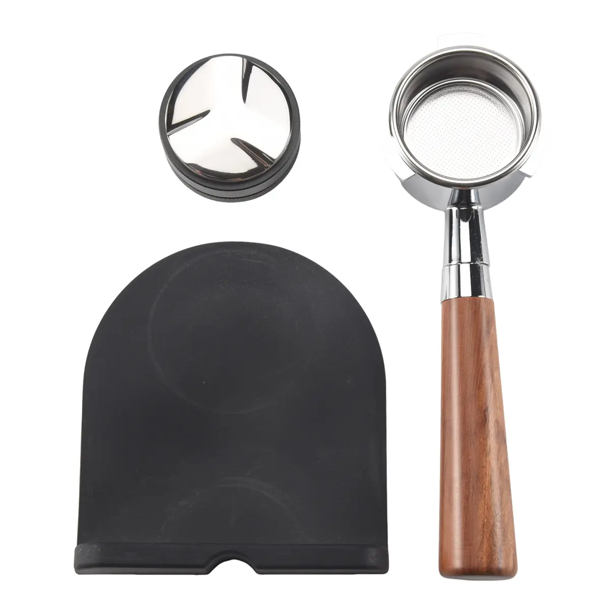 Breville Barista Express Kitchen Appliance Parts Set - Wood 54mm Bottomless Portafilter, Stainless Steel 53mm Distributor, 1* Coffee Tamper, Silicone Tamper Mat with Infuser, High Volume Filter Basket, Boosts Espresso Consistency & Increased Crema