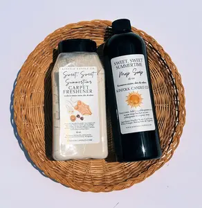 Summer Carpet Freshener & Mop Soap Bundle – Fruity Tropical Scents – Fresh, Clean Home – Non-Toxic, Pet Safe Cleaning Set