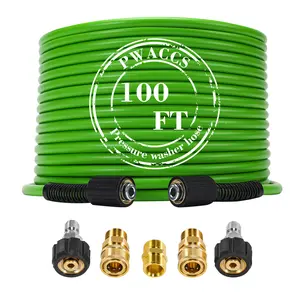 PWACCS Power Washer Hose 100 FT x 1/4''–3600 PSI Kink Resistant Extension Hose for Universal Electric Power Wash Hose Replacement