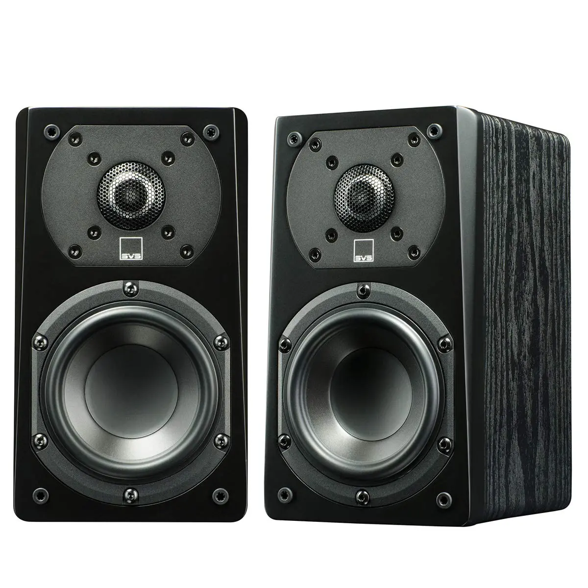 SVS Prime Satellite Speakers - Pair, Premium Black Ash, Aluminum-Constructed Audio Speakers with Tweeter, Compatible with Bookshelves, Wall Mounts, SVS Towers for Home Cinema, Music Setup, Watch Party Use
