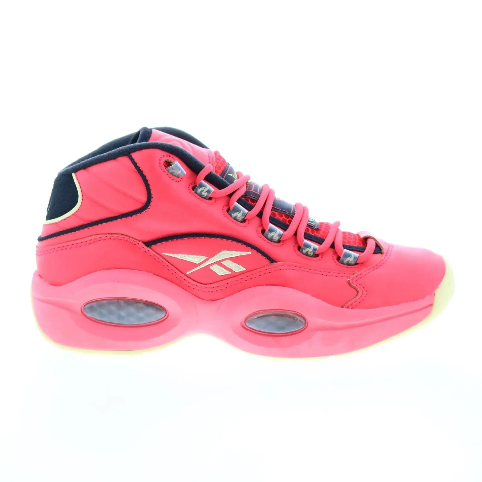 Reebok Question Mid Hot One's Mens Red Leather Athletic Basketball Shoes