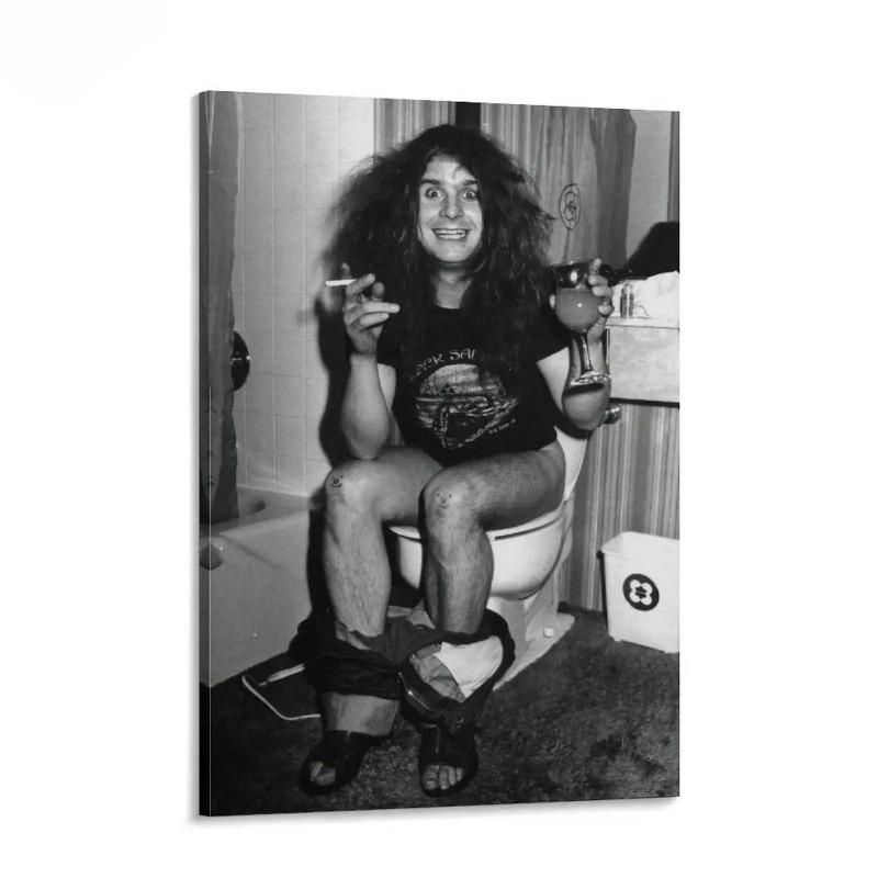 Funny Retro Rock Bathroom Poster, Vintage Music Lover Wall Art, Black & White Chaos Print for Man Cave, Bathroom or Game Room Décor fine toilet