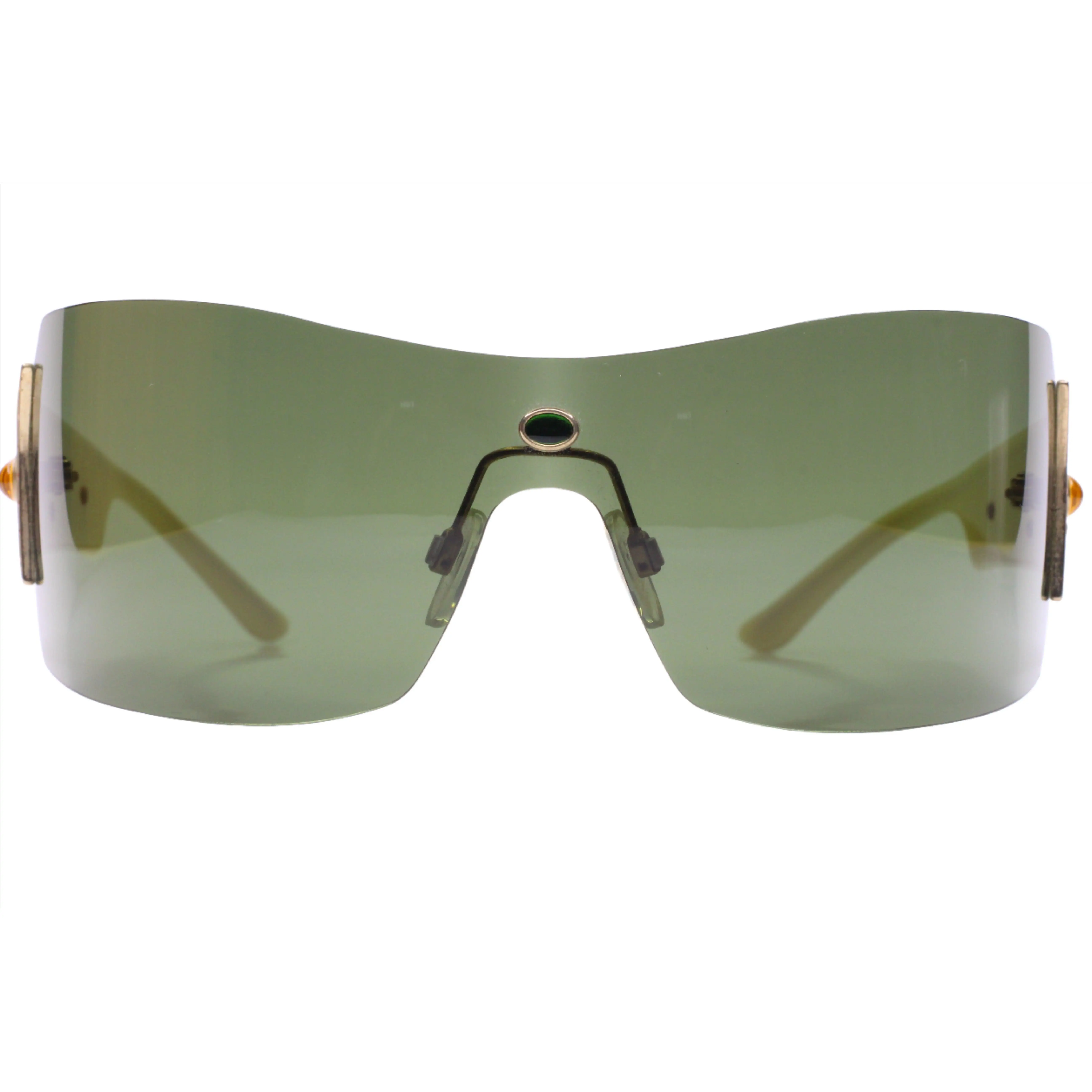 Cesare Paciotti CPS026 Creme Shield Crystal Stones Designer Sunglasses -Wo