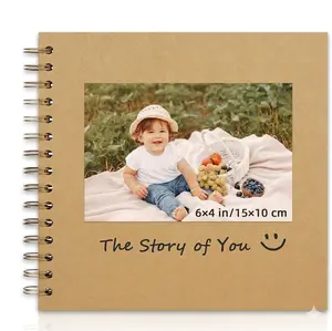 8x8 Photo Album Scrapbook, 40 Pages Brown Kraft Paper Memory Book for Photo Journaling, Lay Flat Art & Craft Projects Album, Family Memory Book, Baby Milestone Album Wedding Gifts