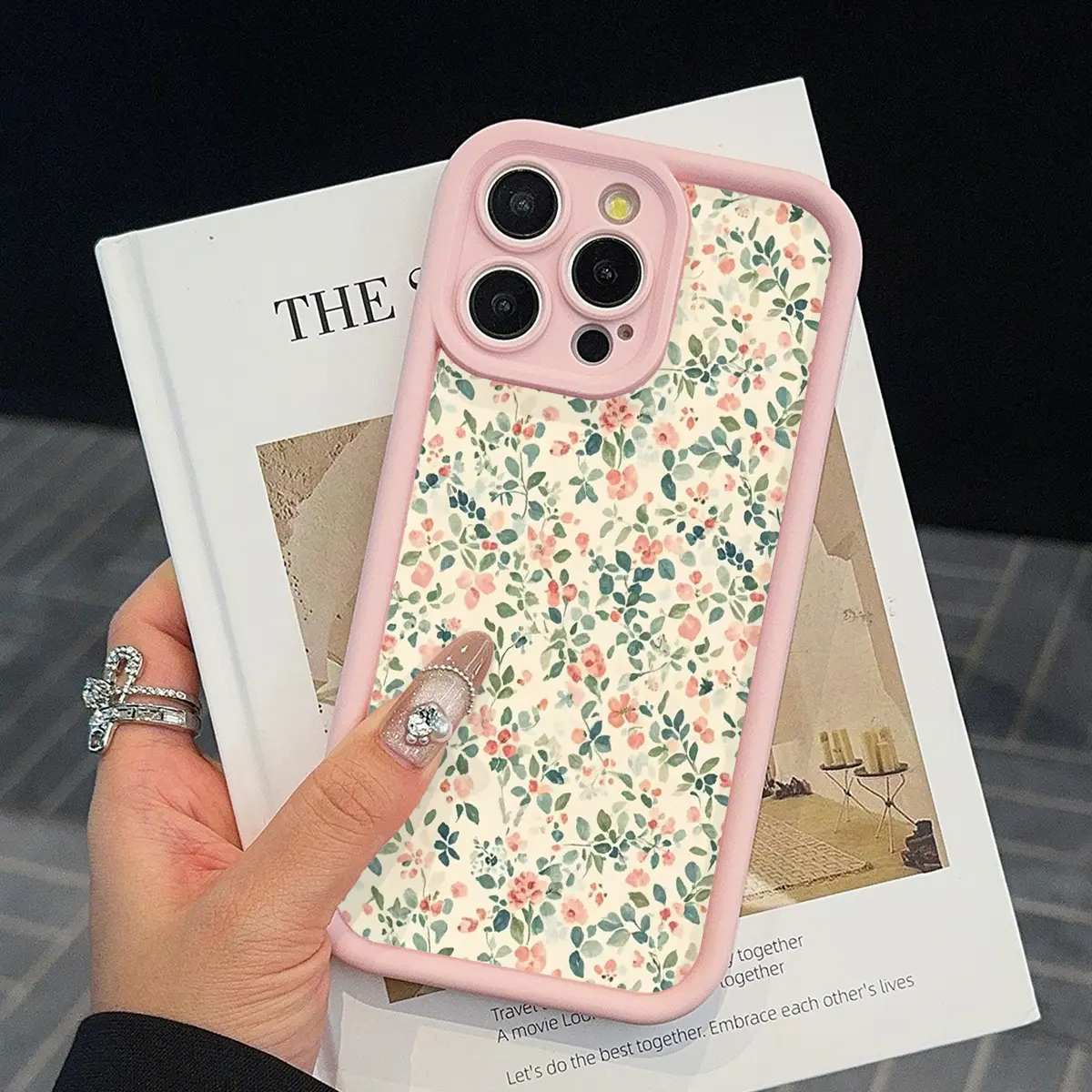 TPU full screen flower pattern phone case for iPhone 15 16 14 Pro Max 13 12 11 Plus XS anti-yellowing, anti-shock, anti-slip, anti-drop, lightweight mobile phone protection Casing