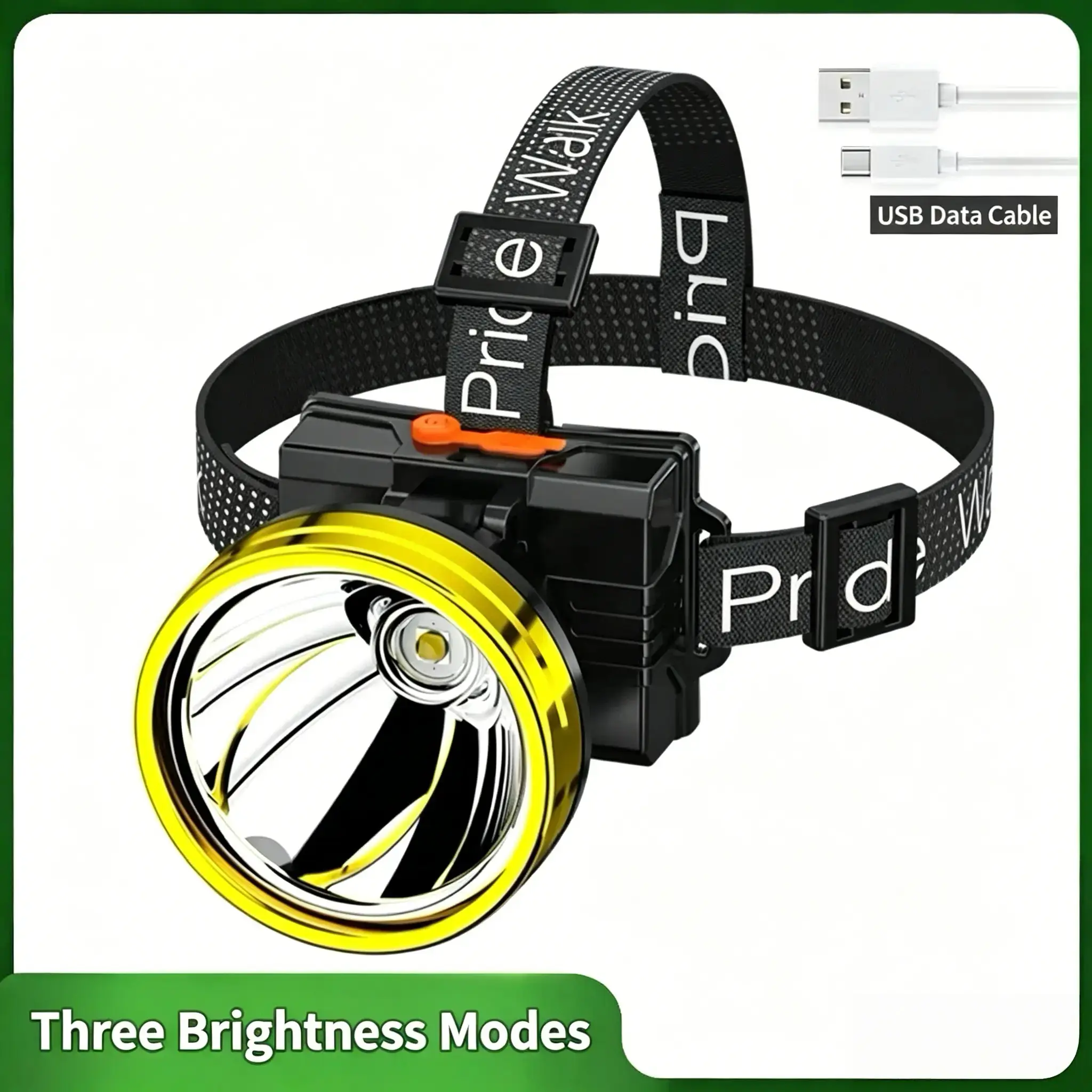 Ultra Bright Rechargeable LED Headlamp with Battery Indicator, Long Lasting Waterproof Head Light, Adjustable Head Strap Flashlight for Night Fishing, Camping, Hiking, Household Repair & Outdoor Work
