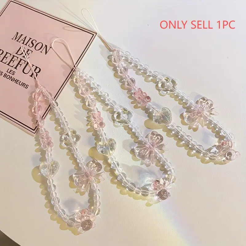 1 pink bow phone chain, Cell phone charm, universal phone case with hanging rope, phone hanging accessory, phone hanging rope, Phone Accessories, backpack hanging accessory for women, gift for friends and family