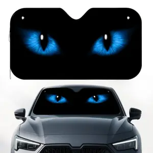 1pc, Electric Blue Stare Print Car Windshield Sunshade, Foldable Sun Visor, Keeps Your Vehicle Cool, UV Protective, Suitable for City Drives and Outdoor Parking Situations