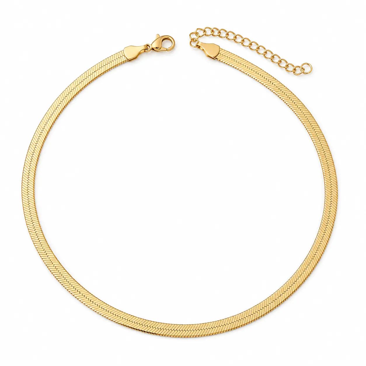 Premium Quality Flat Snake Herringbone Necklace – Durable Smooth Chain, Gift Ready Packaging, Versatile Stylish Costume Accessory For All Occasions Minimalist Gold-Tone Herringbone Choker Daily Wear Fashion Chain jewelry accessory filled