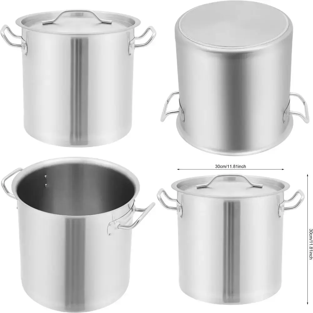 Commercial Grade 22-Quart Stainless Steel Stock Pots with Lid, Large Cooking and Canning Pots, Heavy Duty Stockpots for Industri