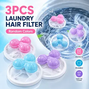3-Pack Random Color Laundry Balls, Floating Lint Filter Bag, Clothes Cleaning and Lint Removal, Washing Machine Care Ball