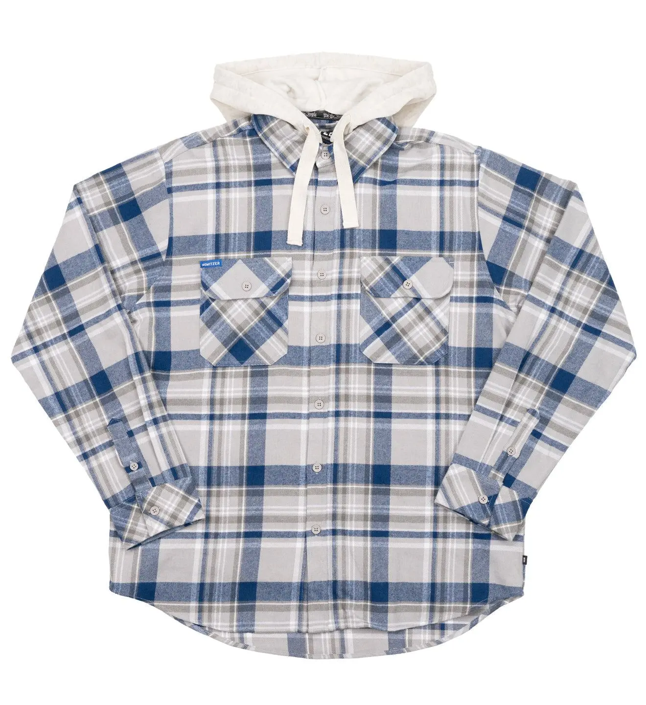 Howitzer Men's Baggy Argonne Hooded Flannel Sweatshirt Jacket - Heavyweight Checked Polyester-Cotton Fabric Top with 2 Chest Pockets