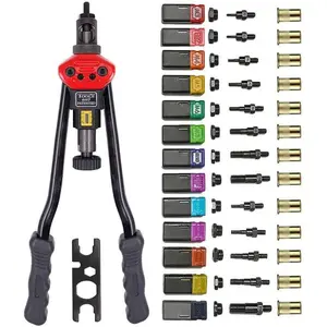 16"Hand Rivet Nut Tool,Professional Rivet Nut Setter Kit with 13 Mandrels(M3 M4 M5 M6 M8 M10 M12 SAE 8-32,10-24, 1/4-20, 5/16-18, 3/8-16,1/2-13)And 125 PCS Rivets Nuts