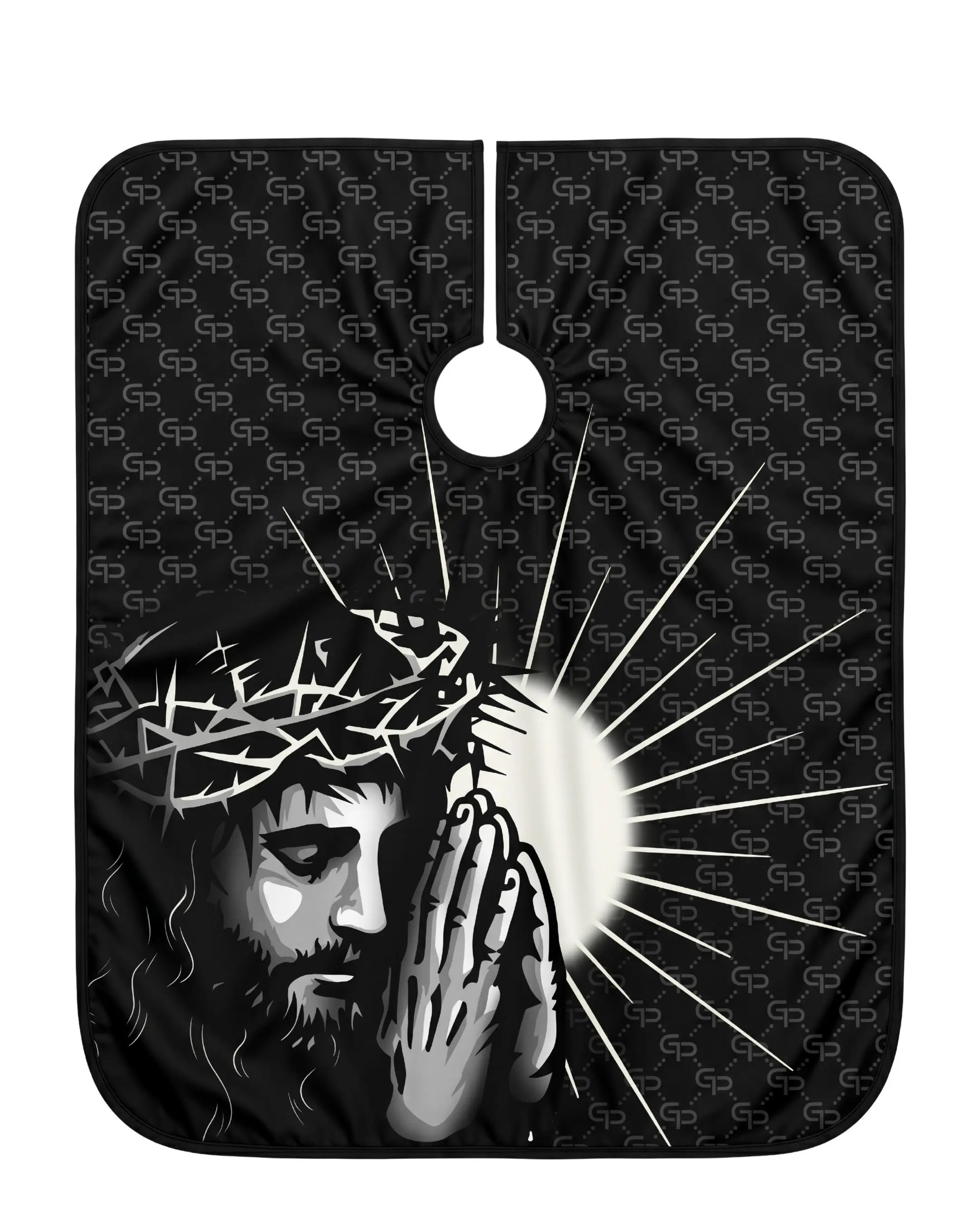 Jesus Barber Cape – Black Faith-Inspired Professional Haircut Cape, Lightweight Breathable Hair-Repellent Salon Cutting Cover with Adjustable Snap Neck for Barbers and Stylists