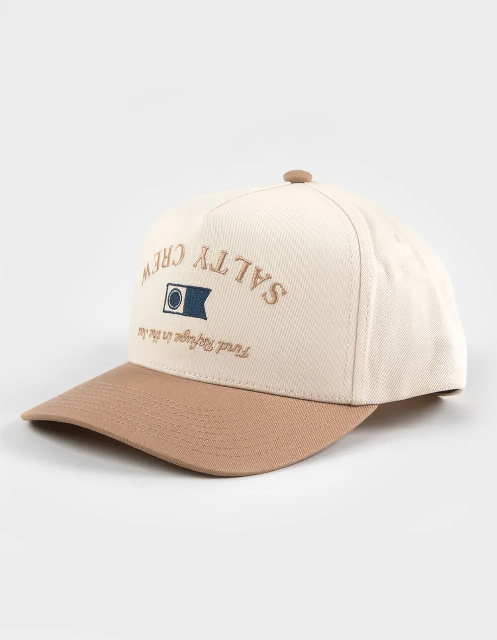 SALTY CREW  Mens Upside Down Crew Snapback Hat, Cream Combo