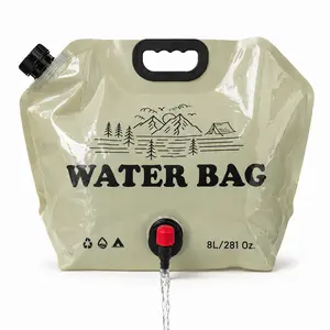 8L Collapsible Water Container with Spigot, 2.1 Gallon Foldable Camping Water Bag, Leakproof Portable Water Storage Jug for BBQ, Hiking, Travel & Outdoor Cooking