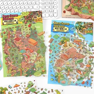 My Little House Series Pet Card 2.5D Large Size Scenery Stickers, Decorative Wall Art Decals, Perfect for Home Decoration