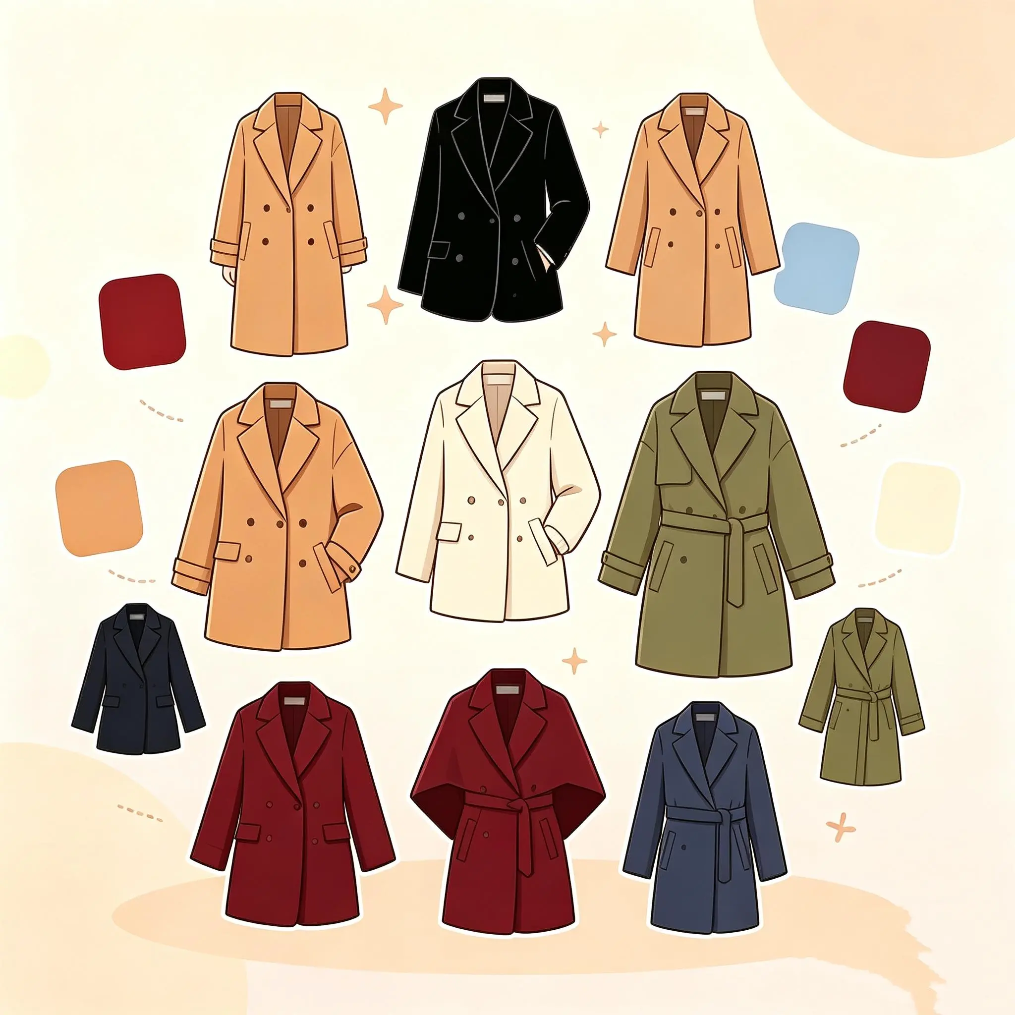 Double-Face wool Overcoat,Midi or Long style,Loose Cut Long Sleeve Blazer Style Outerwear with Collared Neck,Warm Anti-Pilling for Chilly Days,Natural Wool