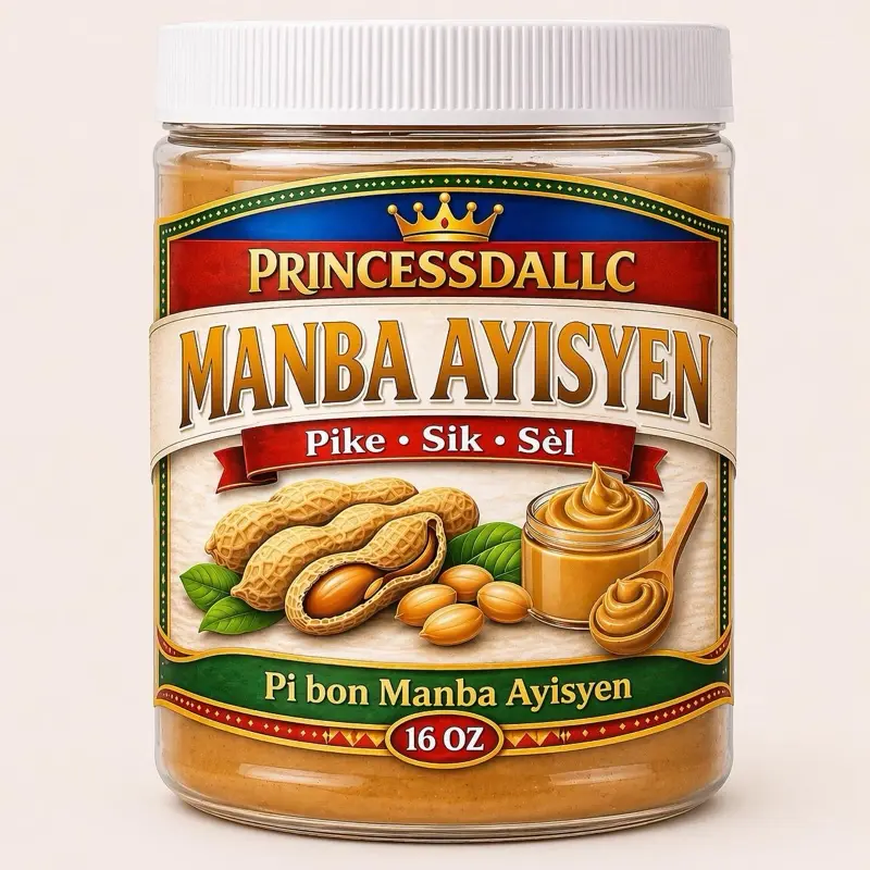 Traditional Haitian Peanut Butter Spread (Manba Haiti), Creamy Texture, All-Natural, Gluten-Free, for Breakfast Sandwiches-Snacks