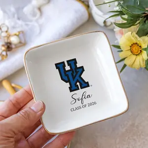 Custom College Logo Trinket Dish, Personalized Gift, Graduation Gift, Class of 2026, Gift for Friend, University Ring Dish, Graduation 2026