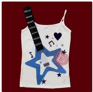 TOP Western Style Hot Girl Printed Camisole American Retro Punk Rock Guitar Pattern Sleeveless Top with Unique Design Flair for Casual Wear