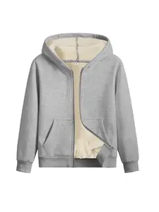 Women's Casual Loose-Fit Zipper Hoodie, Plain Pattern, All-Season Wear, Thickened Fleece Lining, Perfect for Fall & Winter