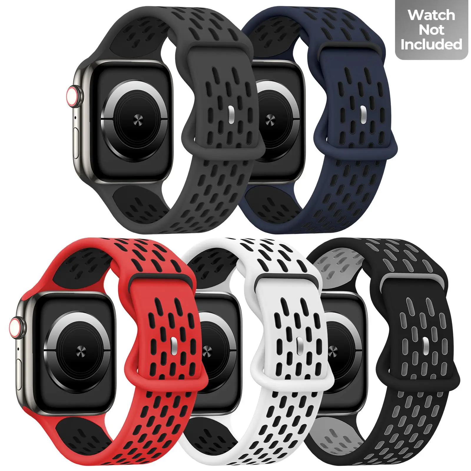 Sports Silicone Smart Watch Band for Apple Watch 5 Countsset&nbsp;Adjustable&nbsp;Replacement Smartwatch Band for Apple Watch Bands SEUltra 987654321