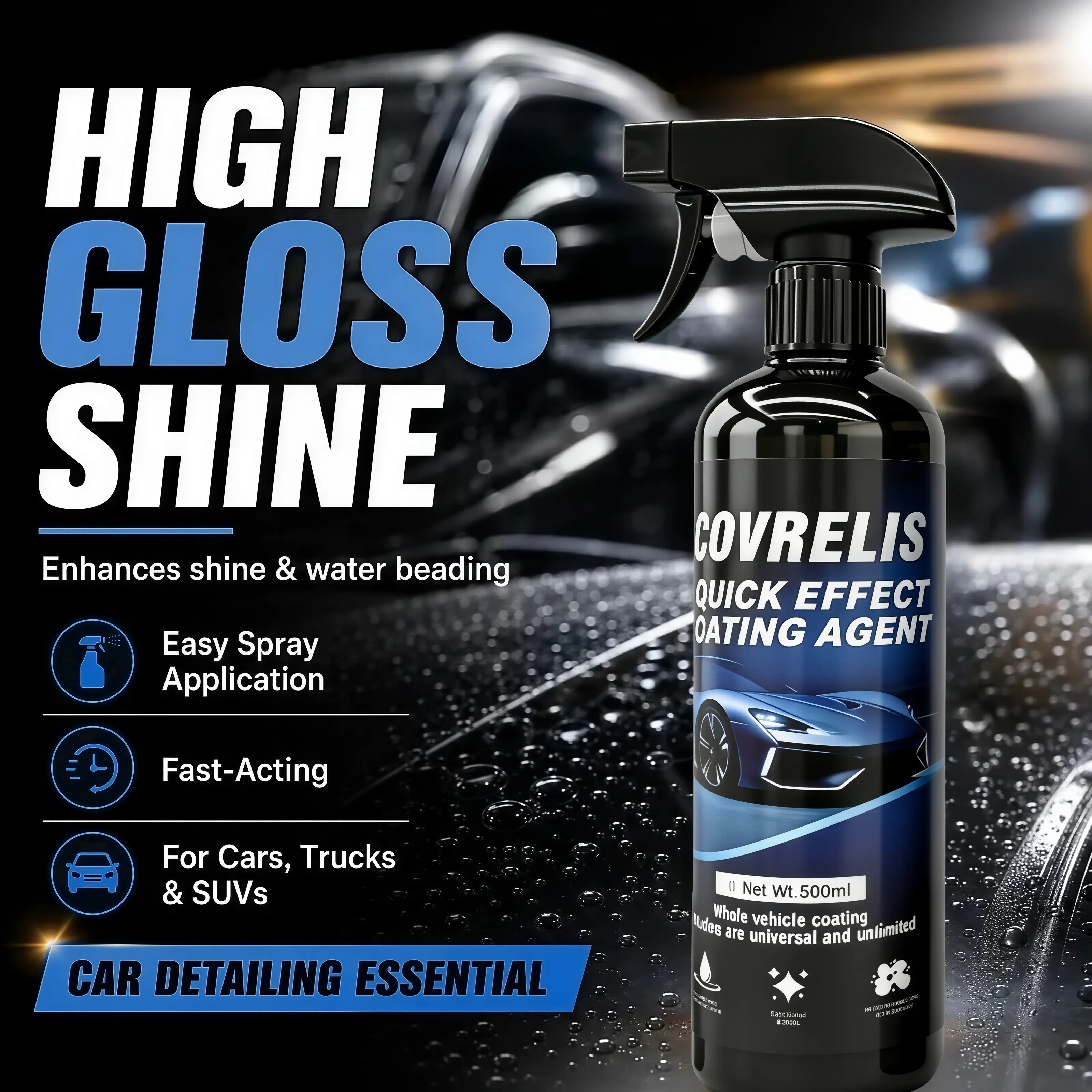 COVRELIS Car Coating Spray-Advanced Automobile Coating With Dust -Proof and Glazing Effects -Long Lasting Car Paint Waxing Solution Enhances gloss