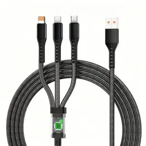Three-In-One 120w Fast Charging Cable, Compatible with iPhone/Type-C/android, Multi-Port Efficient Charger Adapter