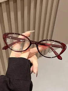 New Cat Eye Fashion Glasses for Women, Fashionable Frames Glasses, Portable Flat Lenses, Ideal for Reading, Office, Outdoor Parties, Street Photography, Decoration, Trendy Casual Eyeglasses