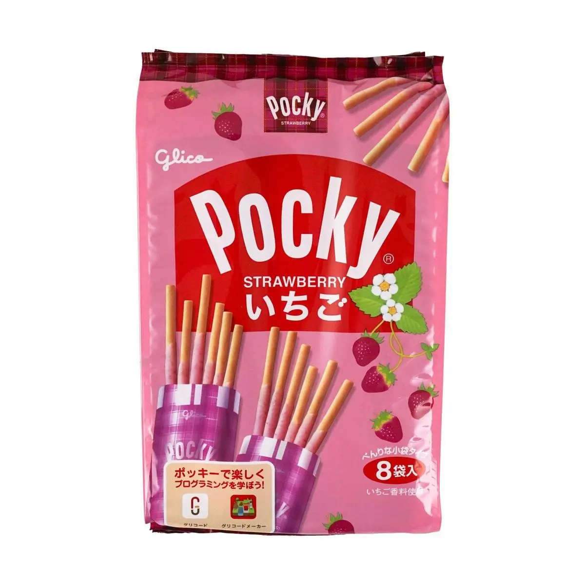 Glico Pocky Strawberry Cream Coated Biscuit Sticks 93.6g - Authentic Japanese Snack