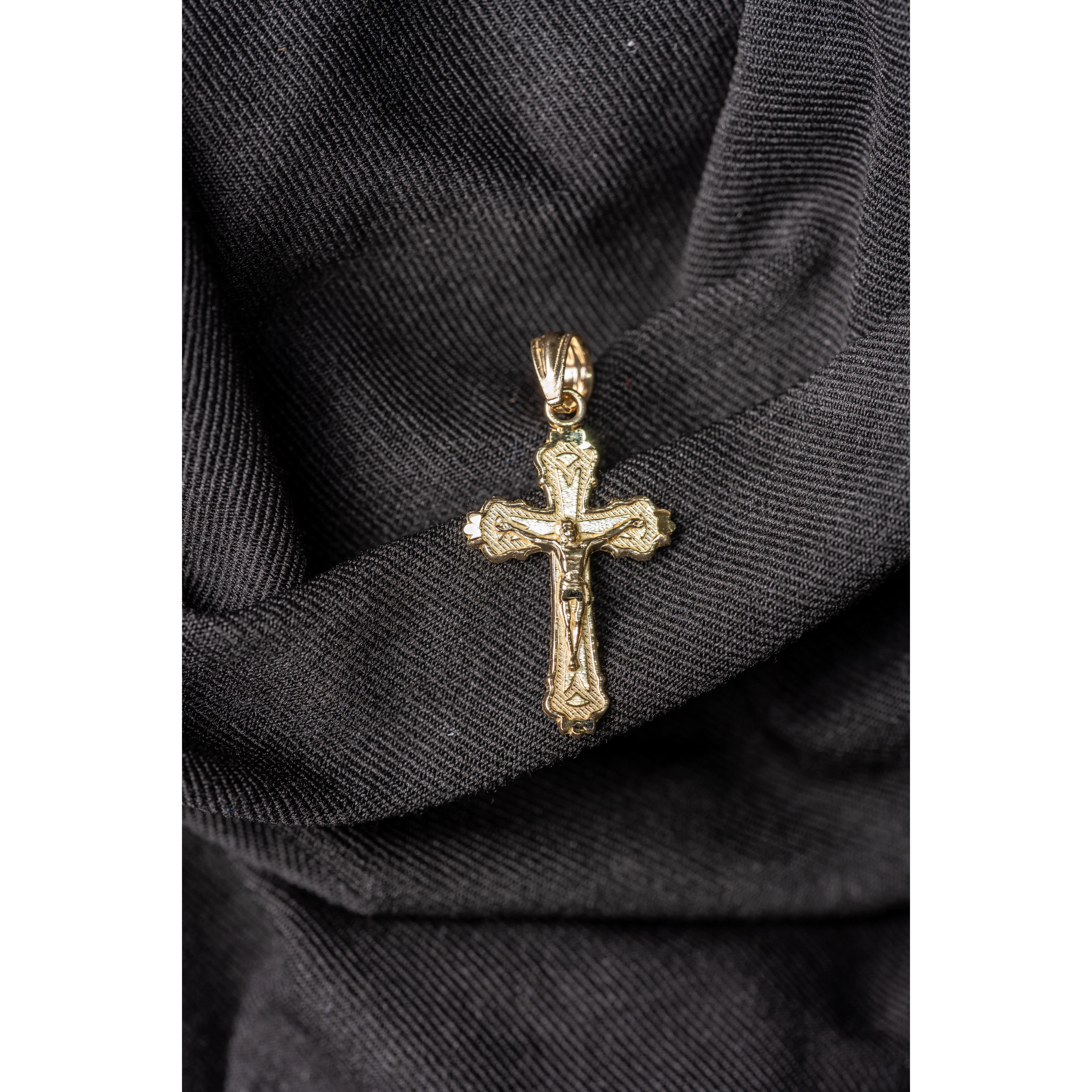 10k Gold Pendant Cross Religious 3cm - Elegant Jewelry for Men and Women, Unisex, Cross Shape